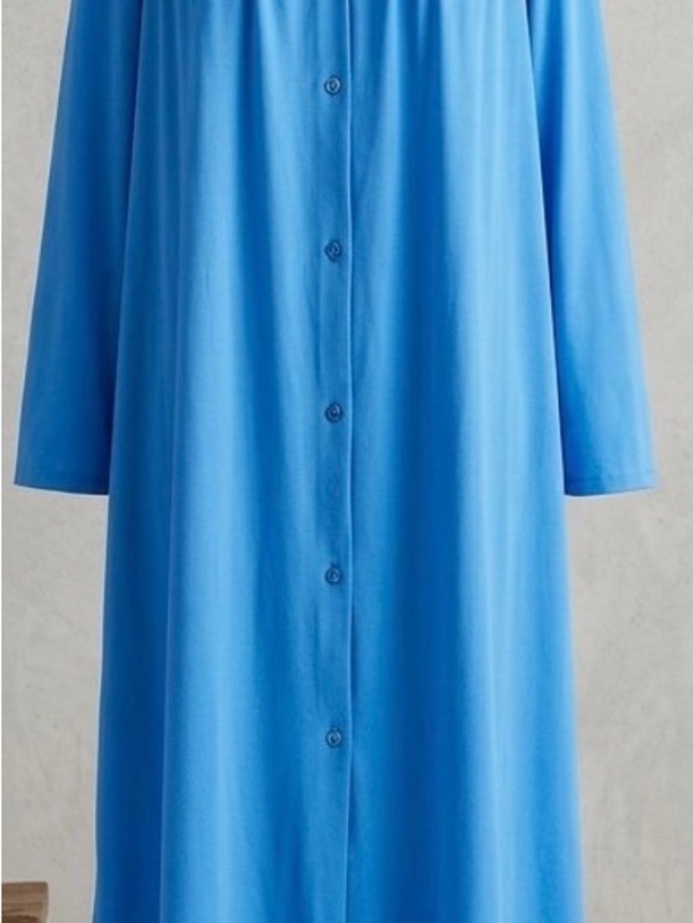 Blue Button-Front Long Robe